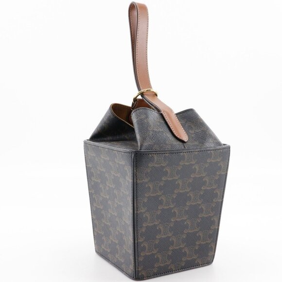 CELINE Strap Box Handbag 197142BZJ Triomphe Black / Brown PVC Women - Picture 4 of 15